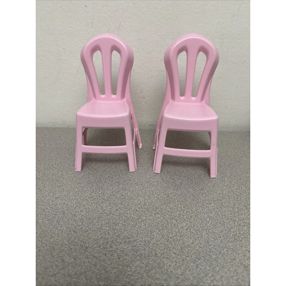 Barbie Doll Clone Furniture, Lot Of 3 Pink Plastic 6” Dining Room Chairs, EUC